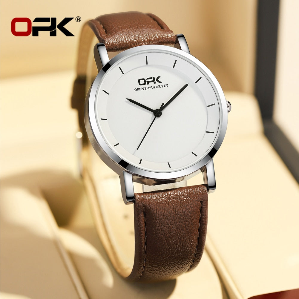 Quartz Watch for Men Leather Strap Waterproof Classic Minimalism