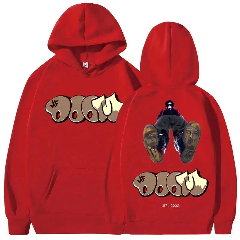 MF Doom Double Sided Print Hoodie Men Hip Hop Vintage Streetwear Sweatshirt