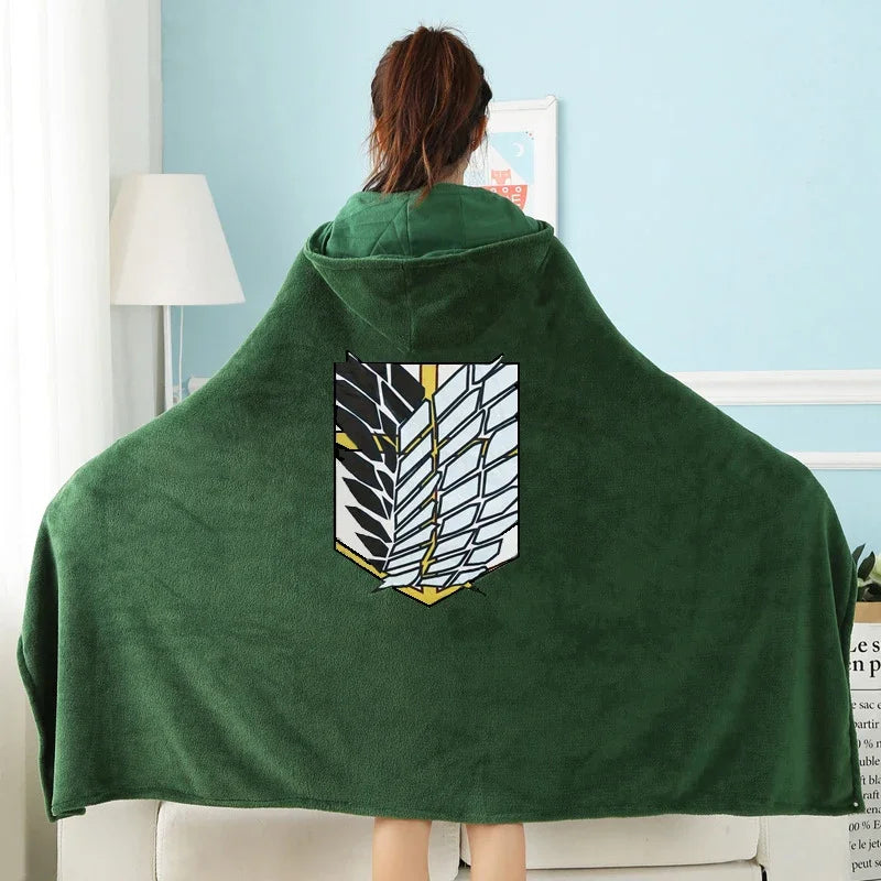 Attack on Titan Hoodie Cloak Pajamas Blanket Cloak Flannel Blanket Comfy Homeware