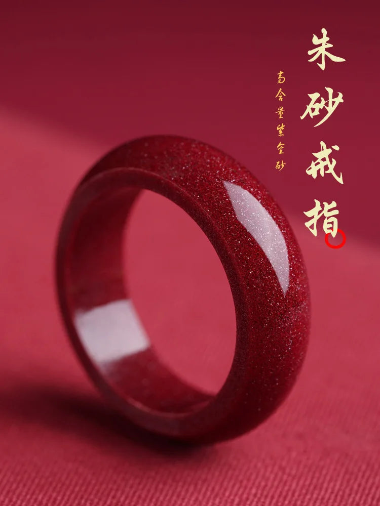 Natural 100% red Cinnabar jade cloud pattern stones for men rings