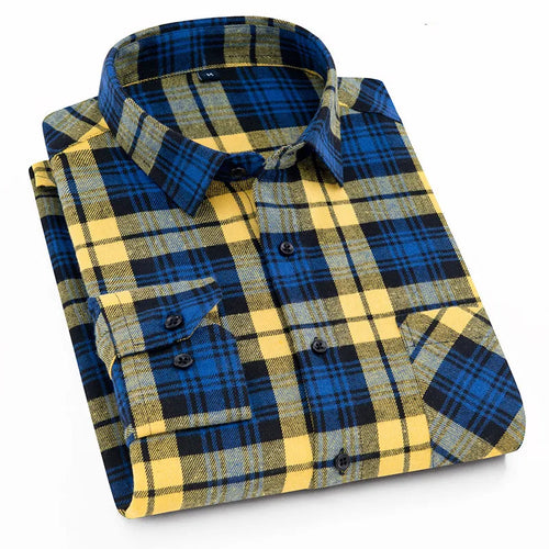 Plaid Flannel Checkered Men Long Sleeve Cotton Check Shirts