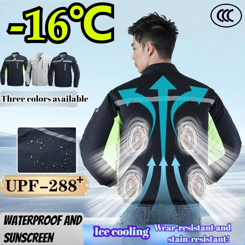 Cooling Jacket Men's Heat Resistant Air Conditioner Breathable Outdoor Fan Workwear