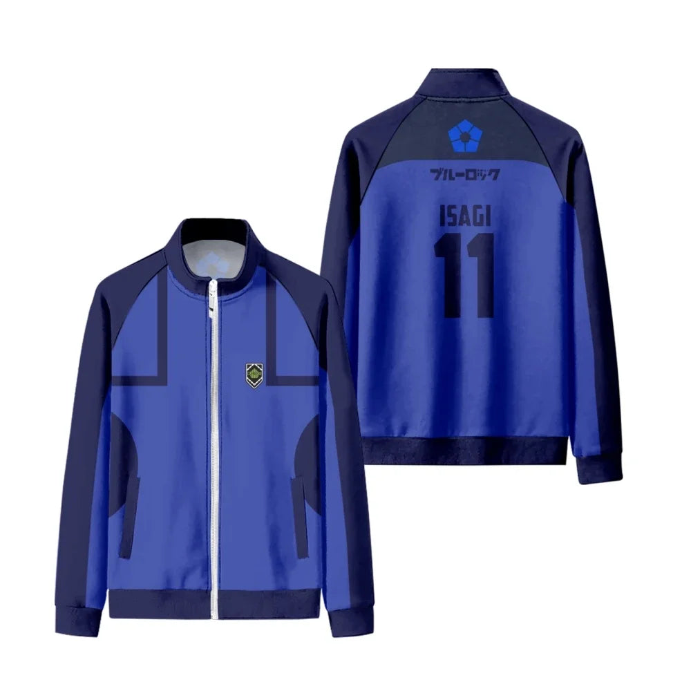 Anime Blue Lock Football/Soccer Jersey Stand Collar Zipper Jacket