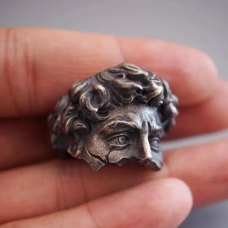 Retro Half Face David Adjustable Open Ring Unisex Gothic Copper Jewelry