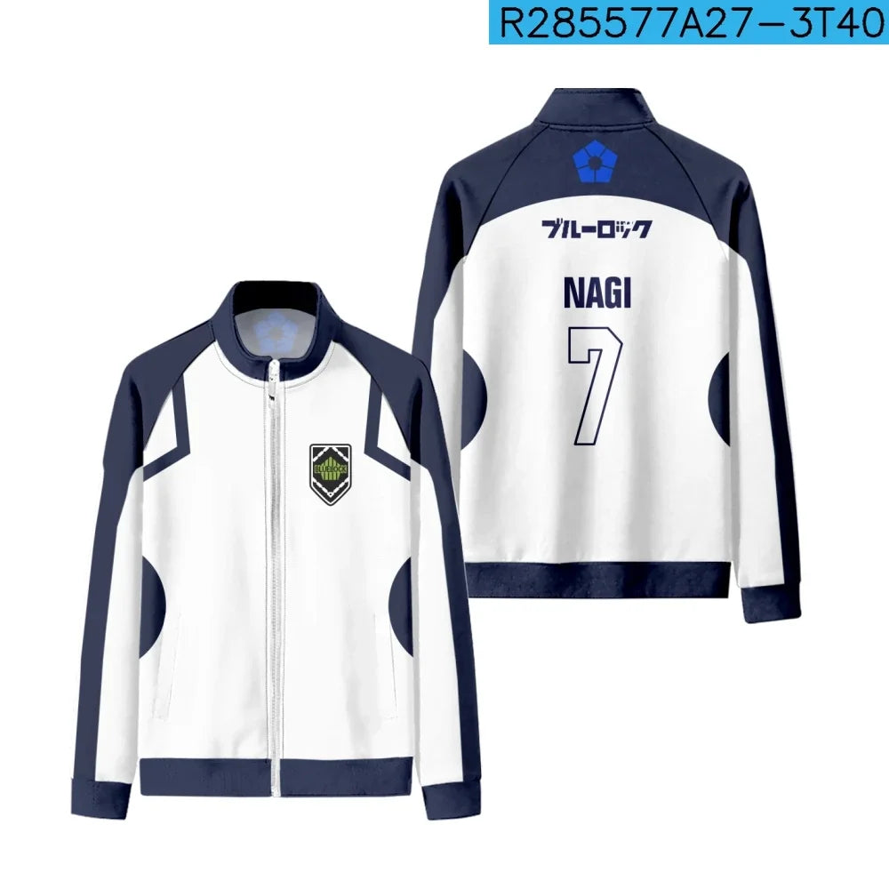Anime Blue Lock Football/Soccer Jersey Stand Collar Zipper Jacket