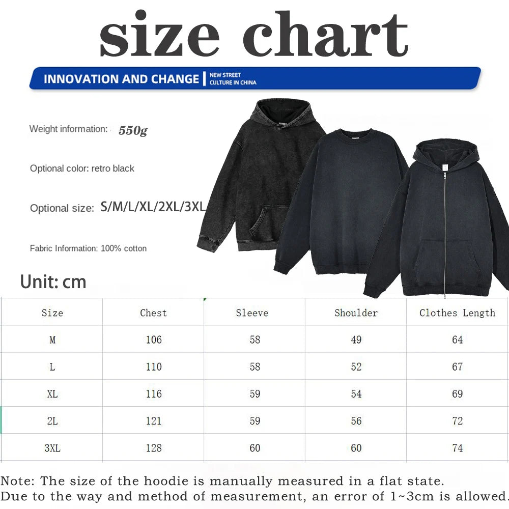 Berserk Wash Zip Up Retro Graphic Hooded Sweatshirt Cotton Unisex Hoodie