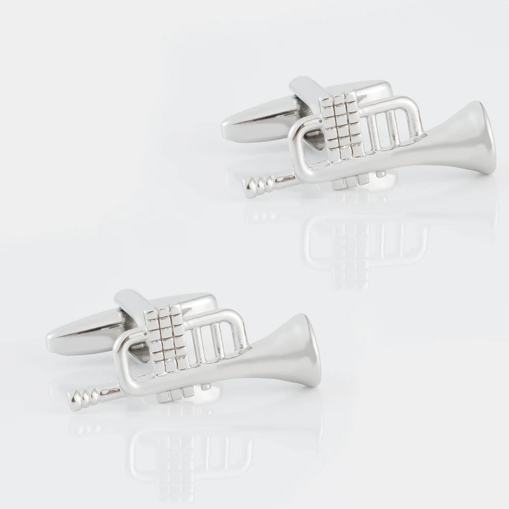 Copper Material Gold Plated Trumpet Shaped Music Cufflinks for Men