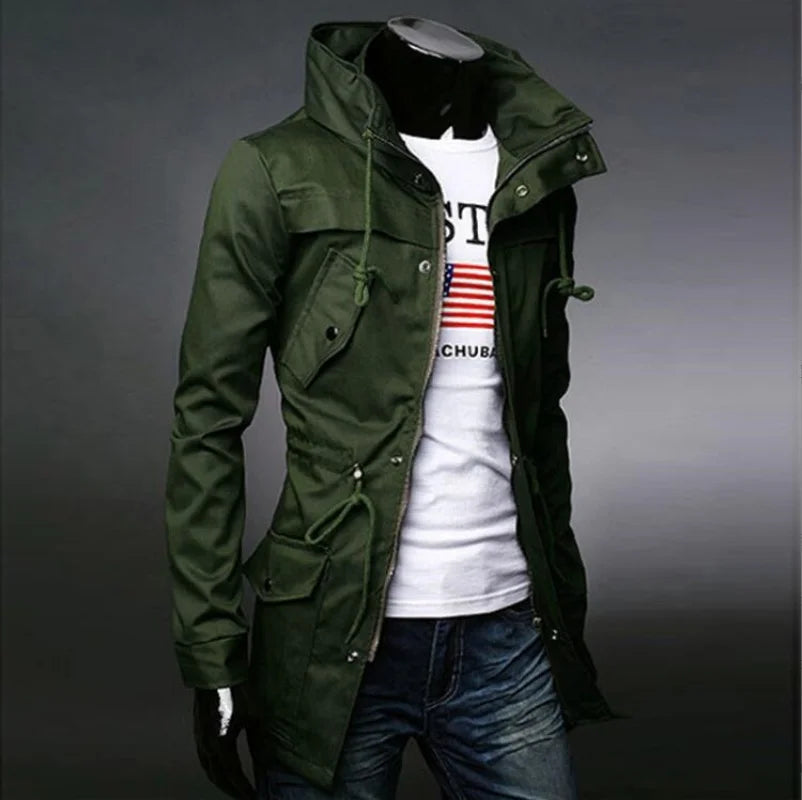 Men's High-end Trench Coat Medium Long Casual Slim Cape Jackets Outerwear