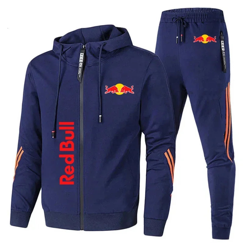 Red Bull Sportswear Jacket Men's Hooded Suit Leisure Outdoor Fitness Sets