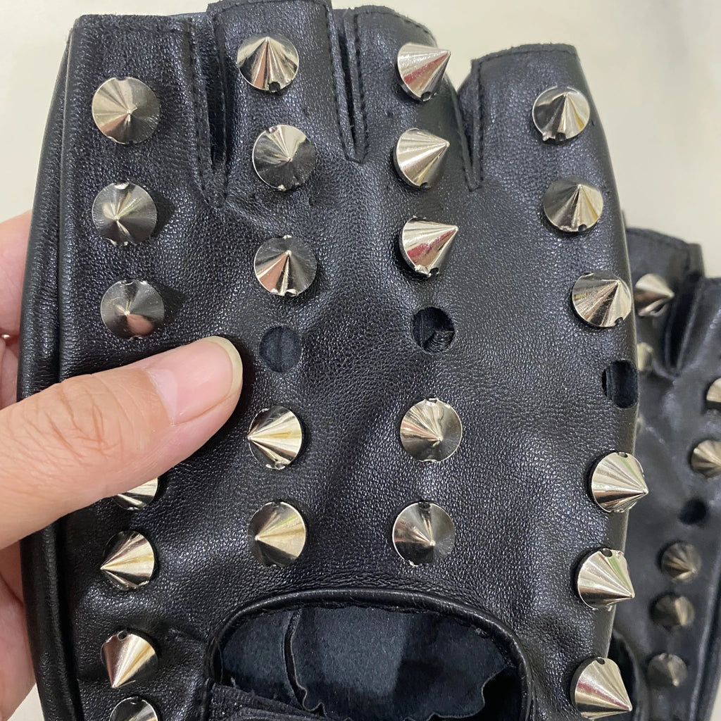 Men's punk rivet faux leather Rock and roll jazz rivet glove