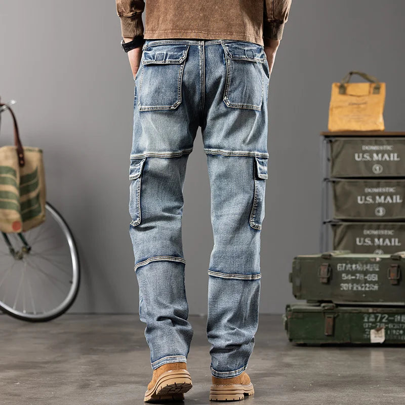 Men's Outdoor Wide Leg Workwear Multi-Pocket Straight fit plus size jeans