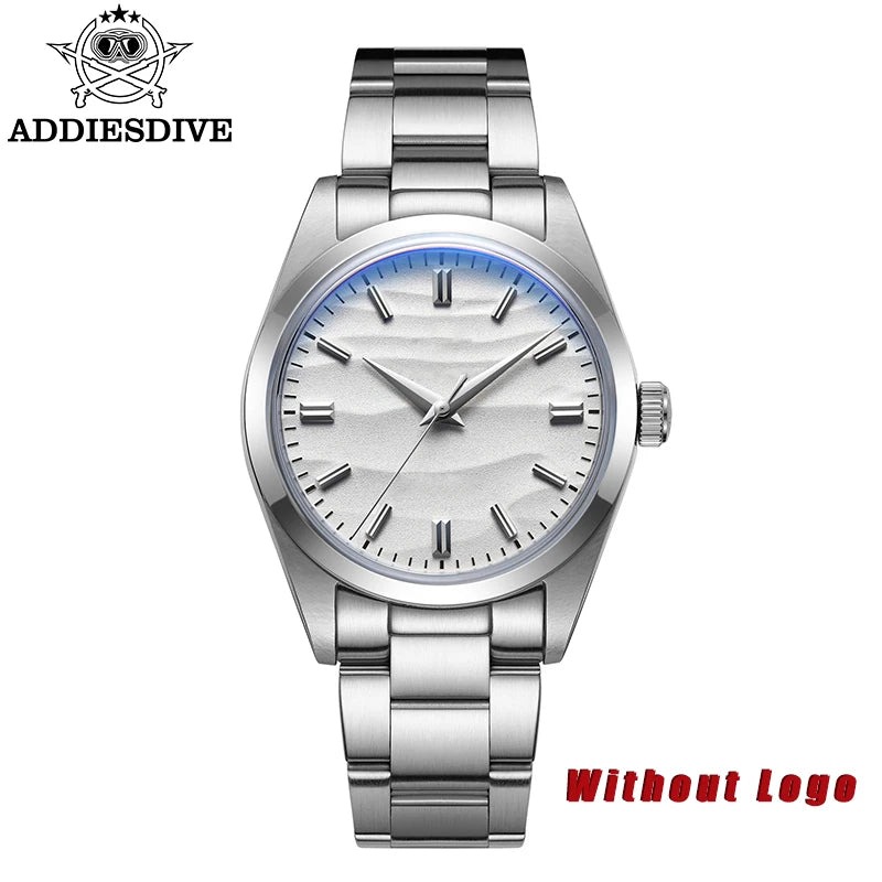 Men's Sand Dial 36mm Quartz Waterproof Stainless Steel AR Coated Dome Glass Wristwatch