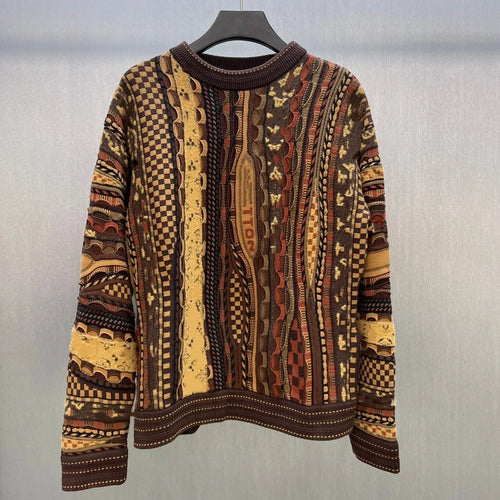 Classic Splice Knitwear round Neck Pullover Woolen Unisex Comfortable Casual Sweater