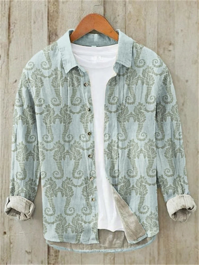 Men's Long Sleeve 3D Printed Casual Outdoor Daily Chinese Flap Shirt