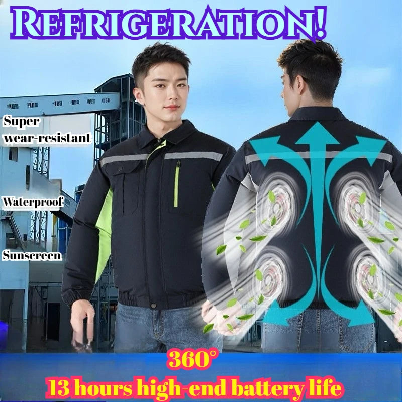 Cooling Jacket Men's Heat Resistant Air Conditioner Breathable Outdoor Fan Workwear