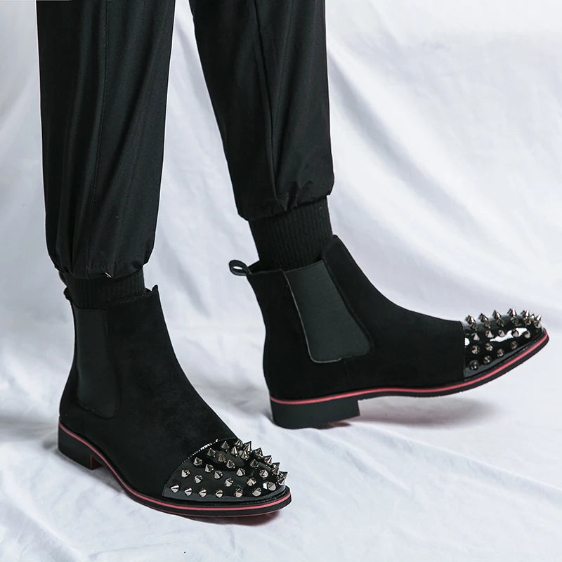 Rivets Decoration Men Suede Leather Metal Boots