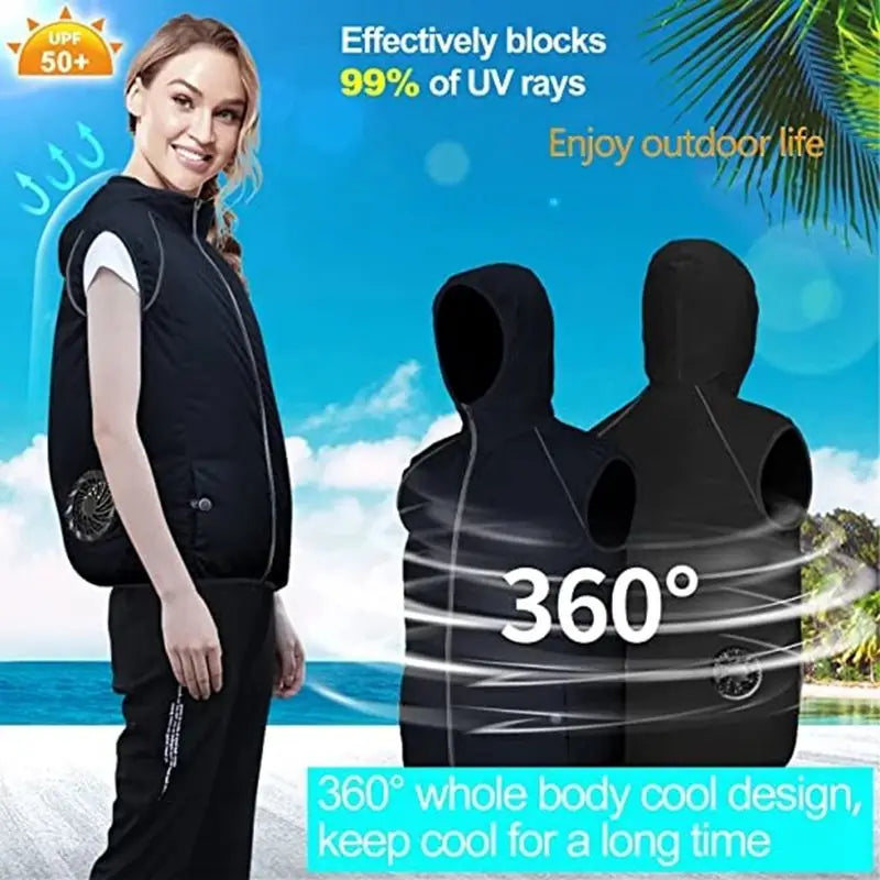 Fan Air Condition Man Ultralight Outdoor Vest  Jacket Sun Windbreaker