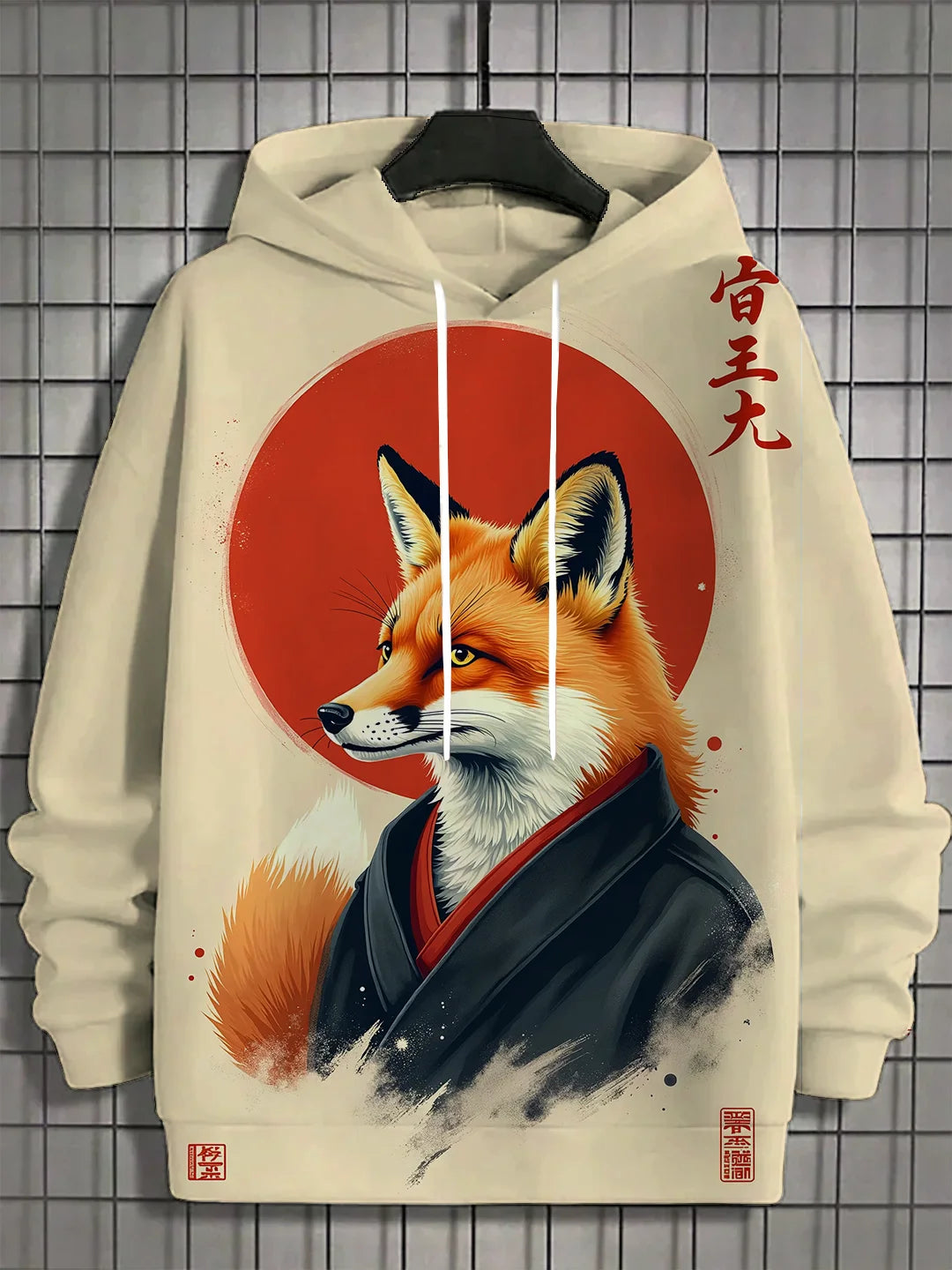 Men's 3D Full Body Printed Japanese Samurai Shiba Inu Casual  Hoodie