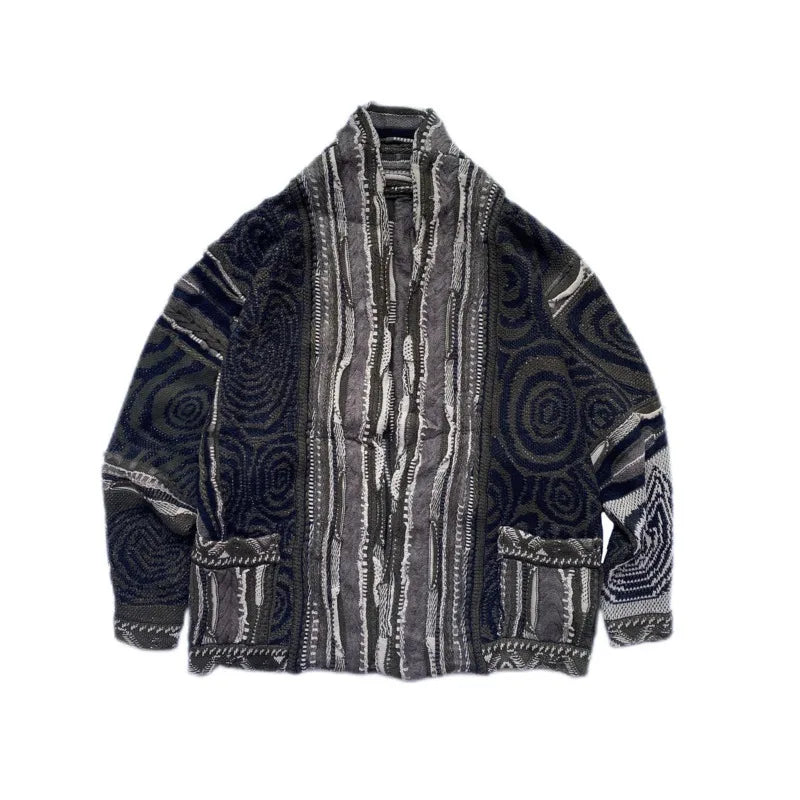 Man Tide Punk Japanese Retro Heavy Loose Sweater Knitted Cardigan Robe