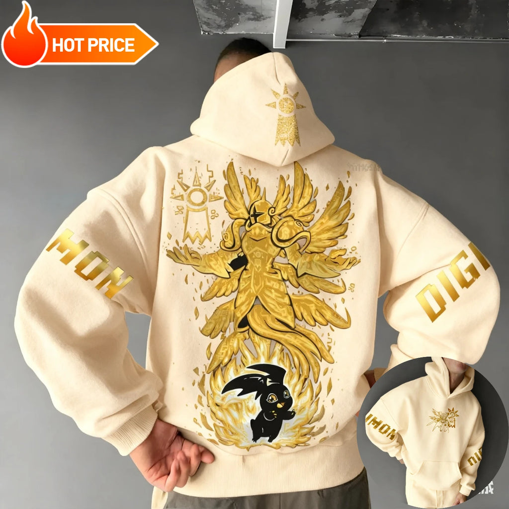 Digimon Patamon Harajuku Unisex Vintage Streetwear Oversized Hoodie Sweatshirt Long Sleeve Top