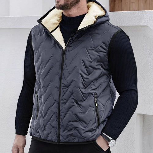 Men's thickened down vest with hood, comfortable and warm, suitable for daily life and travel
