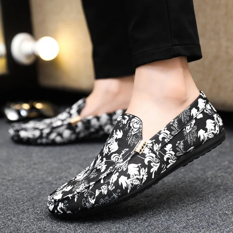 Print Comfortable Breathable Loafers Slip on Non-slip Shoes For Men