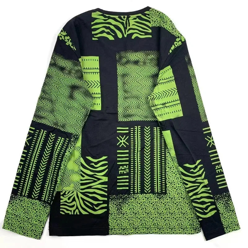 Western simple pattern men's long-sleeved T-shirt high street trend shirt loose pullover