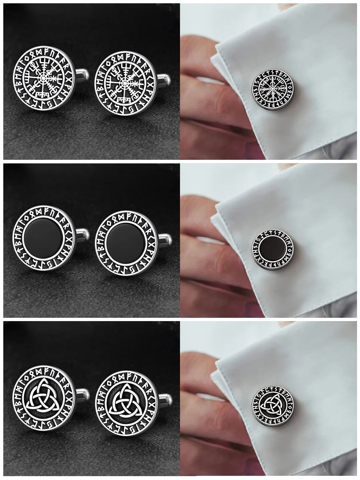 Men Cufflinks Norse Viking Runes Tuxedo Shirt Cuff Links