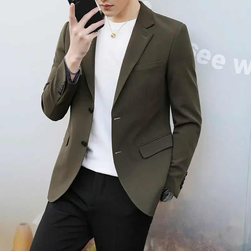 Luxury High-end Solid Color Plaid Stripe Men's Blazer Suit Jacket Coat