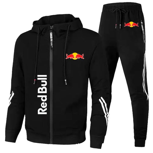 Red Bull Sportswear Jacket Men's Hooded Suit Leisure Outdoor Fitness Sets