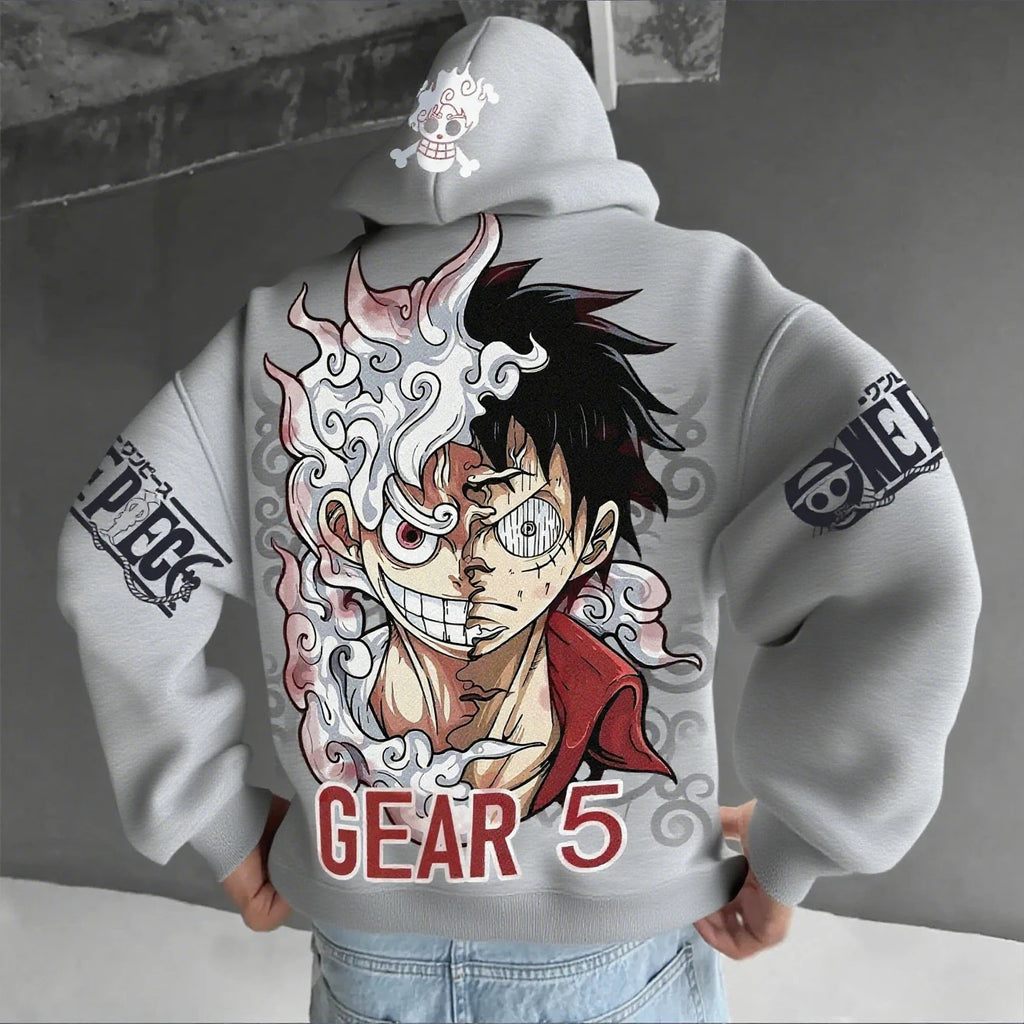 Anime Hoodie Unisex One Piece Luffy Gear 5 Streetwear Pullover Long Sleeve Sweatshirt