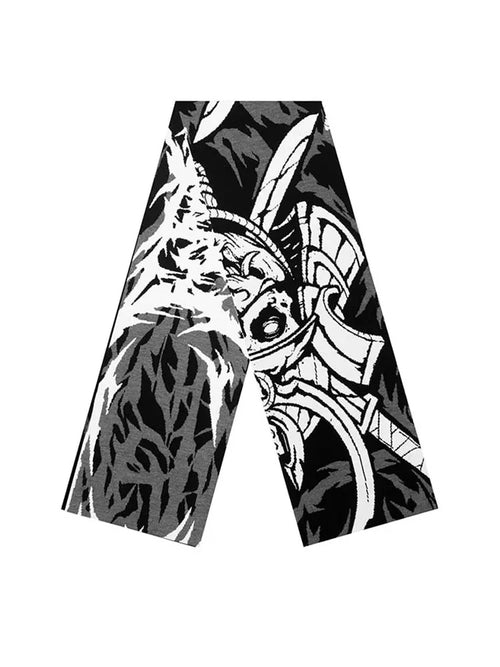Men's Anime Streetwear Knit Graphic Shawl Scarves Korean Vintage Warm Accessories