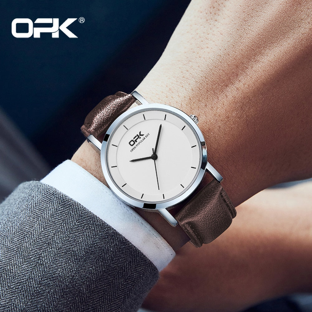 Quartz Watch for Men Leather Strap Waterproof Classic Minimalism