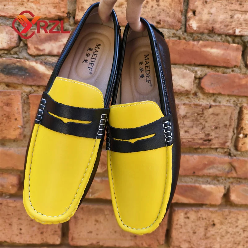 Loafers Handmade Genuine Leather Flats Moccasins Men's Mixed Colors Shoes