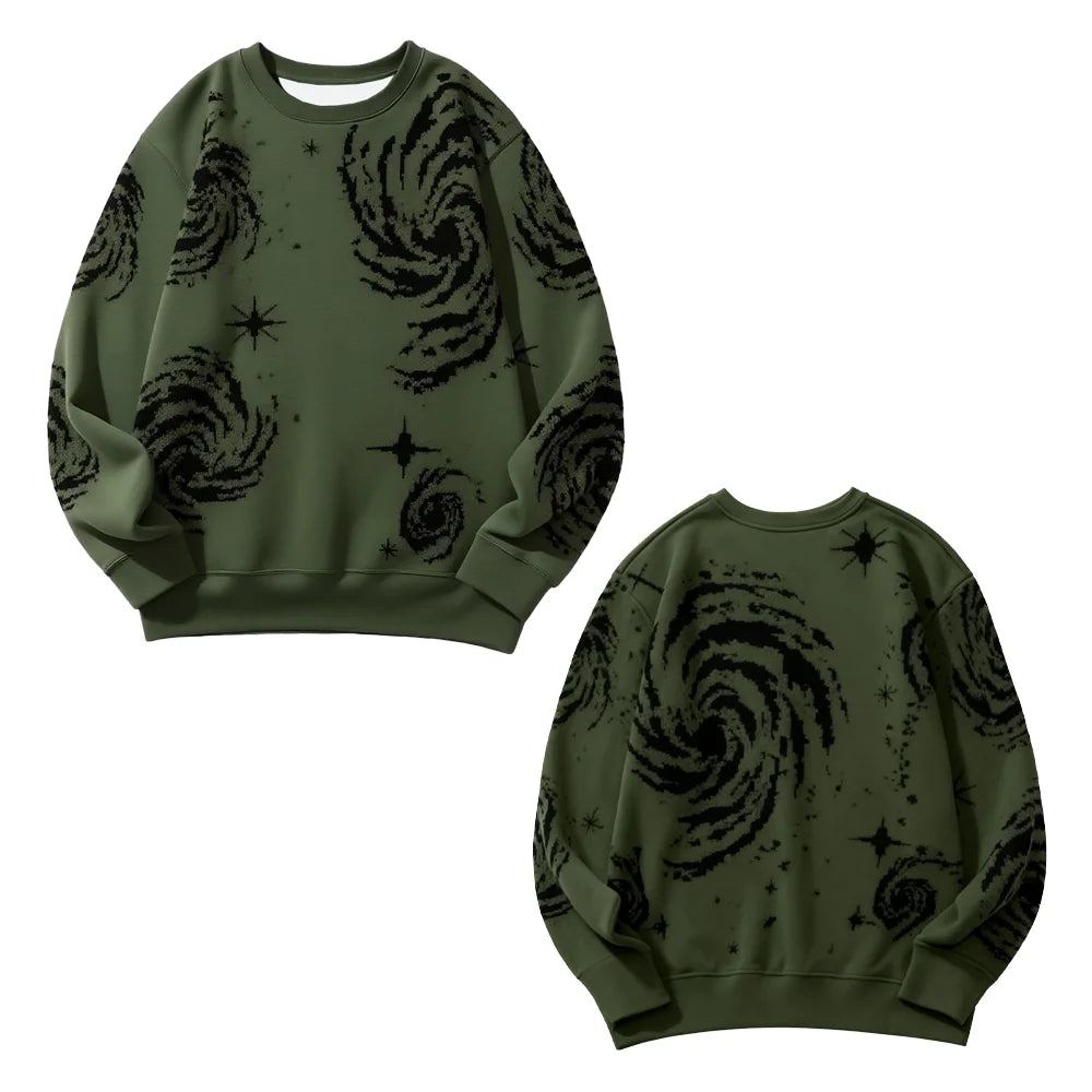 Men's Starry Sky Print with Round Neck Comfortable Casual Pullover Streetwear