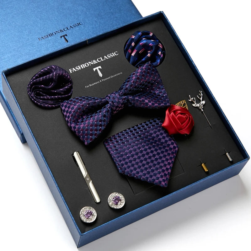 Tie Pocket Squares Cufflink Set Necktie Box Accessories Man