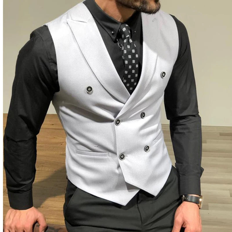 Men's Suit Vests with Double Breasted Slim Fit Waistcoat