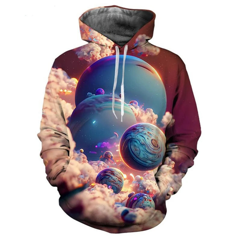 Florid Planet 3D Printed Men/Women Laxity Hoodie Oversized Pullover Sweatshirt