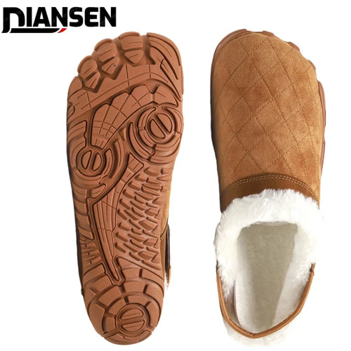 Chamois Leather Unisex Indoor Men's Warm Wide toe Shoes Cotton Barefoot Slipper
