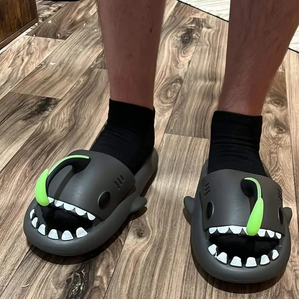 Thick Sole Shark Slippers Lantern Fish Slides Man‘s Anti Skid