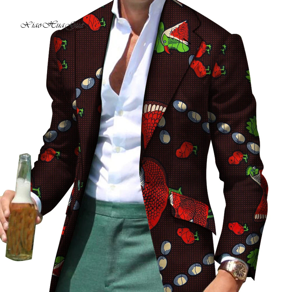 African Men Smart Slim Fit Fancy Blazer Formal Business Dashiki