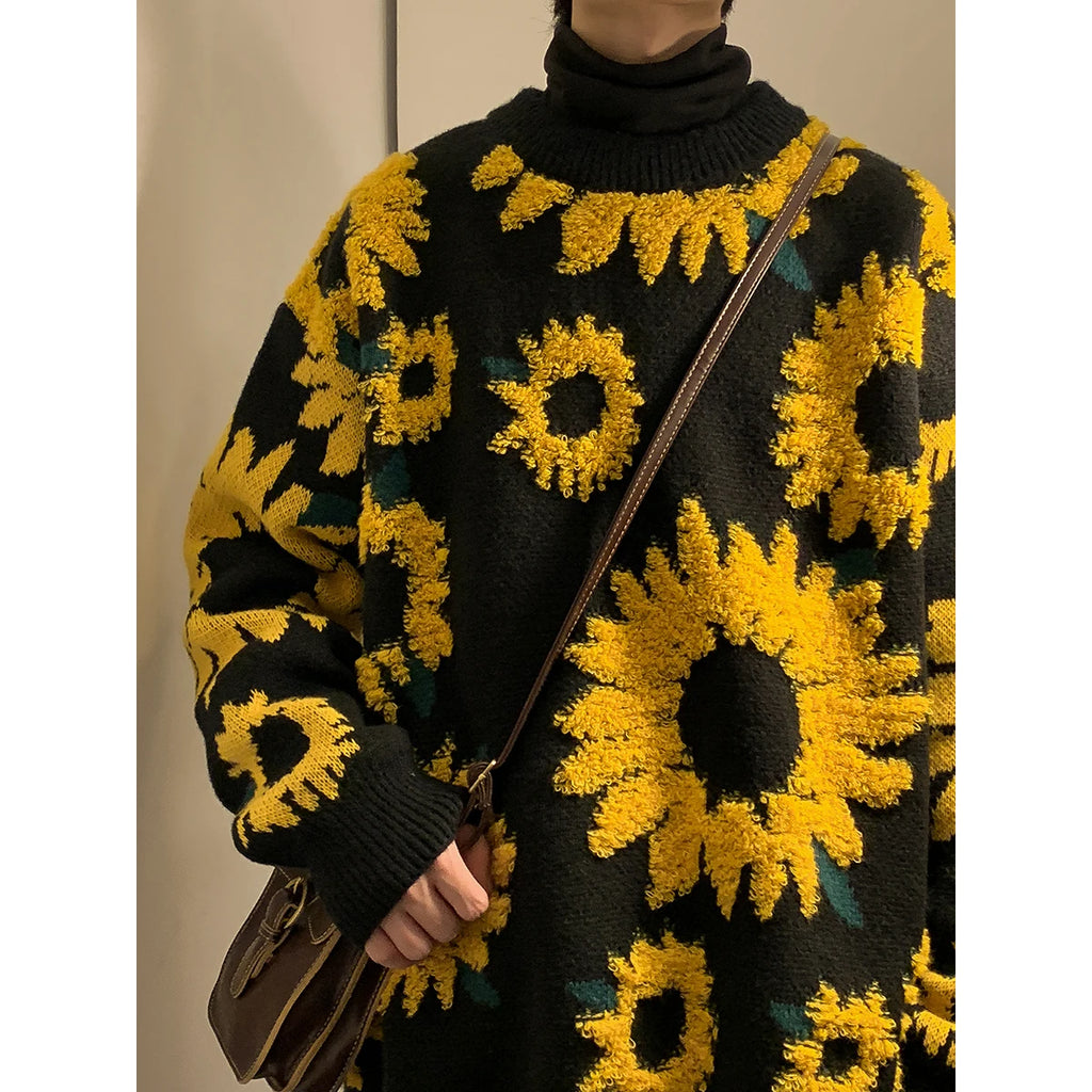 Sunflower Warm O-Neck Pullovers Men Loose Casual Thick Knitted Sweater