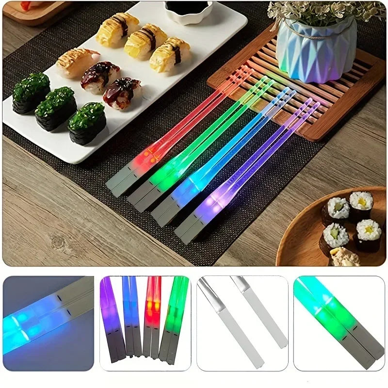 1 Pair LED Lightsaber Mini Chopsticks Reusable Luminous Chinese Chopsticks