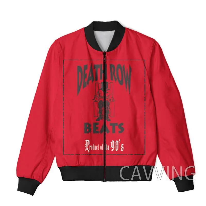 Unisex 3D Print  DEATH ROW  Zipper Bomber Overcoat  Zip Up Jackets