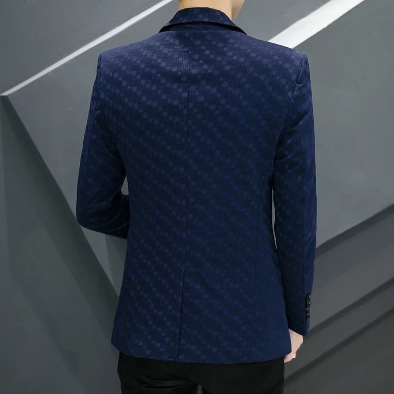 Men's Boutique Fashion Wave Dot Leisure Suit Jacket Blazer Coat