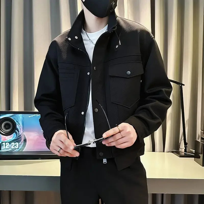 Jacket for Men Short Cargo High Quality Vintage Joker Luxury Designer Coat