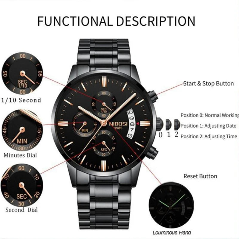 Men's Luxury Famous Dress Watch Casual Military Quartz Wristwatches