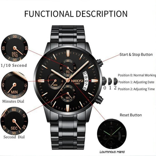 Men's Luxury Famous Dress Watch Casual Military Quartz Wristwatches