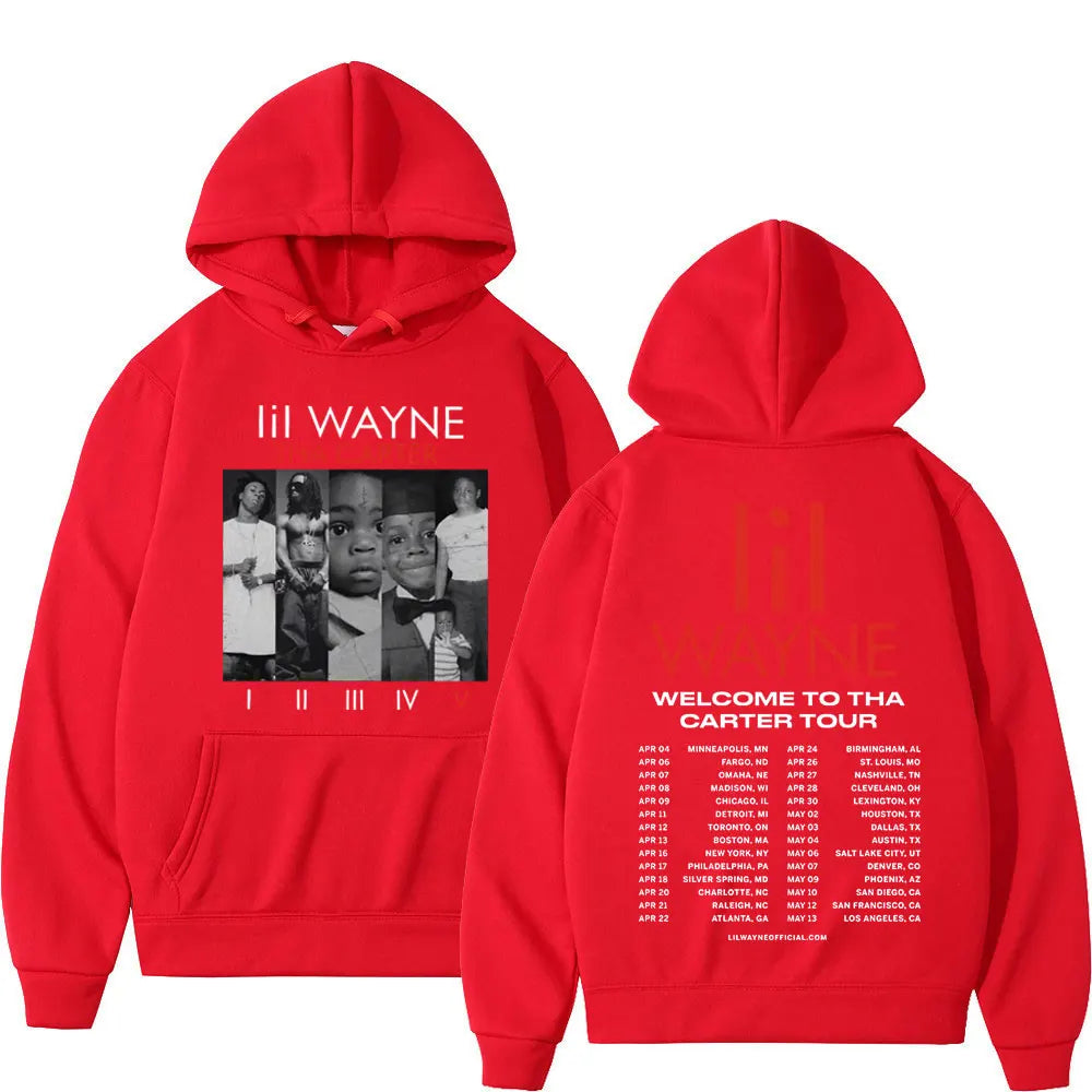 Lil Wayne Double Sided Print Hoodie Unisex Hip Hop Sweatshirts Vintage Oversized Pullover