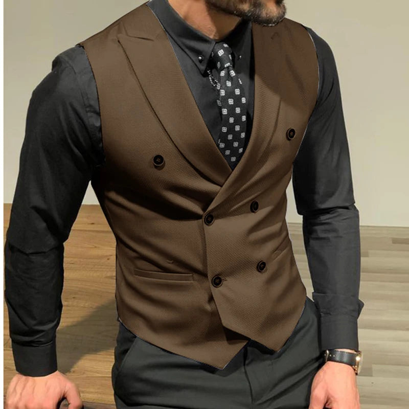 Men's Suit Vests with Double Breasted Slim Fit Waistcoat